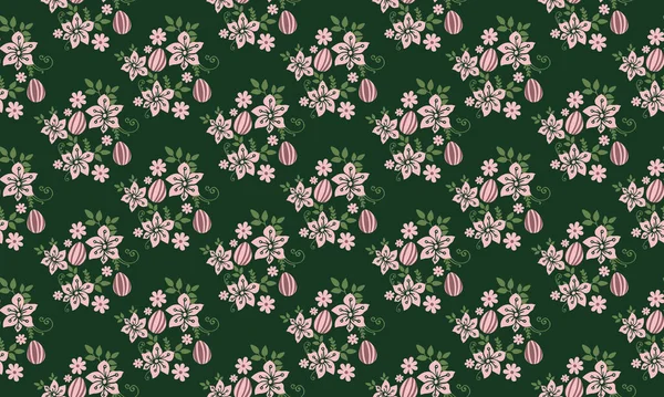 Einfache Tapete Für Ostern Mit Nahtlosem Blatt Und Blumenmuster Hintergrunddesign — Stockvektor