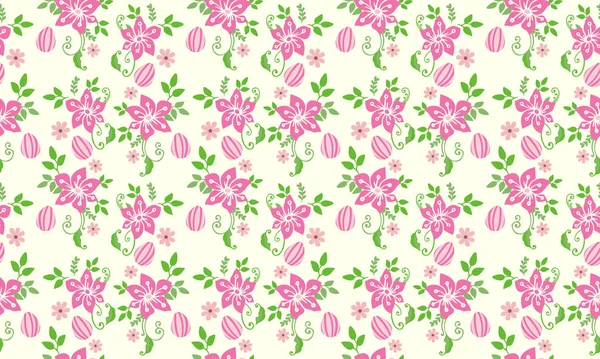 Seamless Easter Egg Pattern Background Leaf Floral Design Collection — Stock Vector