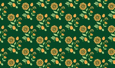 Paskalya için eşsiz bir yumurta yaprağı ve çiçek desenli arka plan dekoru var. Koleksiyon