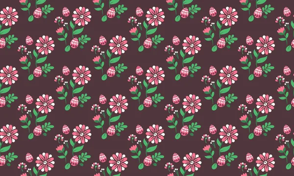 Fondo Patrón Huevo Para Pascua Con Diseño Moderno Hojas Flores — Vector de stock