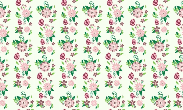 Ostereier Muster Hintergrund Mit Blatt Und Blumen Verpackungspapier Dekor Sammlung — Stockvektor