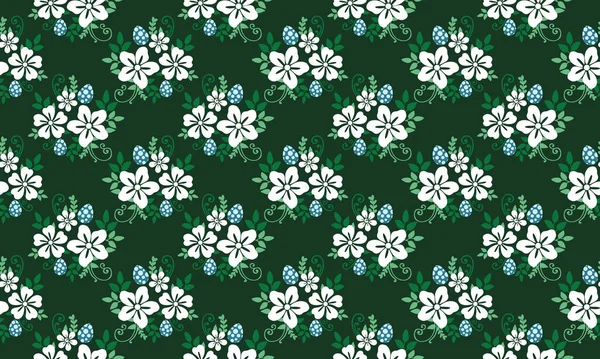 Vintage Ostereiermuster Hintergrund Mit Einfachem Blatt Und Blumen Design Sammlung — Stockvektor