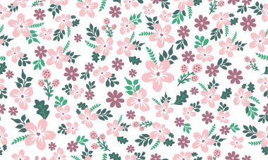 İlkbahar için güzel pembe çiçek desenli arka plan, modern yaprak ve çiçek dekoru ile. Koleksiyon