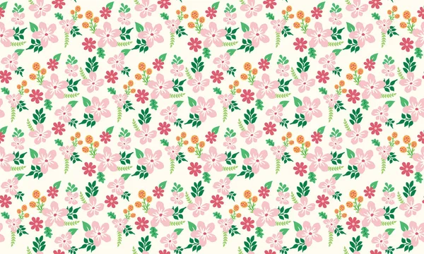 Rose Rose Motif Floral Fond Pour Printemps Avec Feuille Conception — Image vectorielle