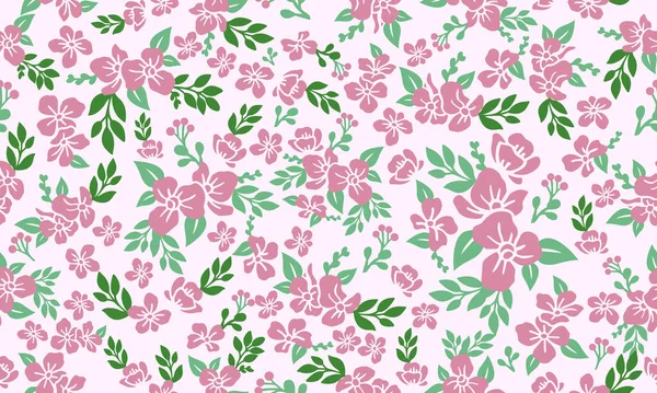 Fundo Padrão Floral Sem Costura Para Primavera Com Folha Desenho — Vetor de Stock