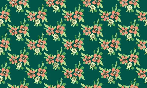 Fondo Estampado Floral Rosa Para Primavera Con Hoja Elegante Diseño — Vector de stock