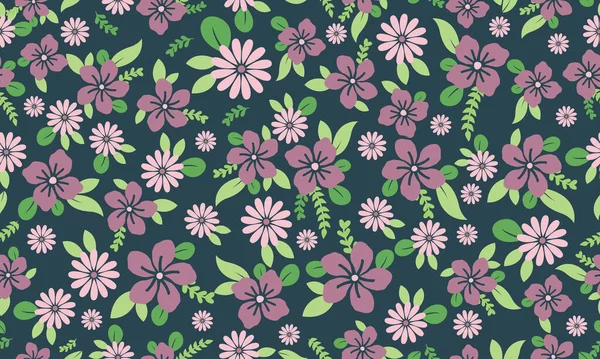 Roze Bloemenpatroon Achtergrond Voor Lente Met Elegant Blad Bloemmotief Inzameling — Stockvector