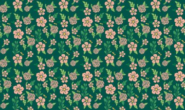 Yaprak ve çiçek desenli tatlı bir bahar tasarımı. Koleksiyon