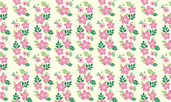 Fond Rose Motif Fleur Pour Printemps Avec Décor Feuilles Fleurs — Image vectorielle