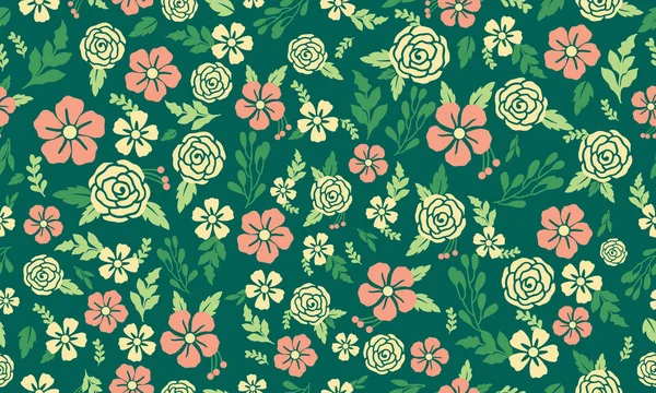 Simple Shape Leaf Flower Spring Leaf Floral Pattern Background Design — Stock Vector
