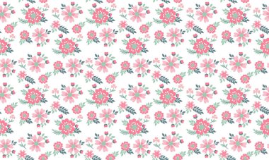 Baharın zarif posteri, yaprak ve çiçek desenli arka plan tasarımı. Koleksiyon