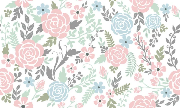 Seamless Spring Flower Leaf Floral Pattern Background Design Collection — Stock Vector