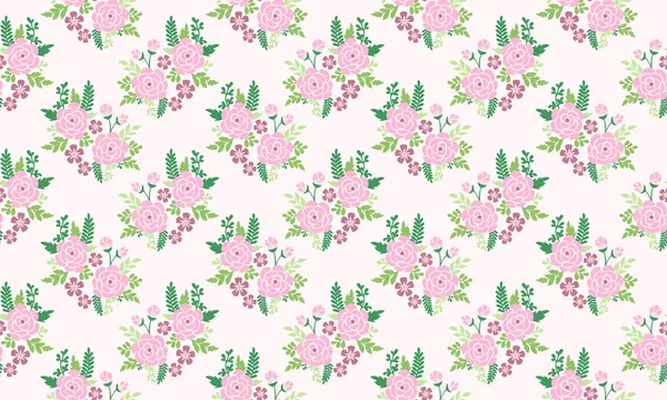 Elegant Rose Flower Spring Beautiful Leaf Floral Pattern Background Collection — Stock Vector