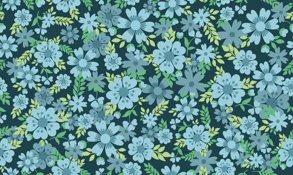 Mignon Fond Motif Fleurs Pour Printemps Avec Feuille Conception Florale — Image vectorielle