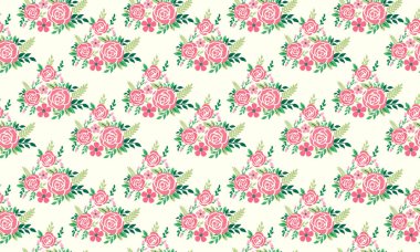 Yaprak ve çiçek desenli arkaplan tasarımlı güzel bir bahar çiçeği. Koleksiyon