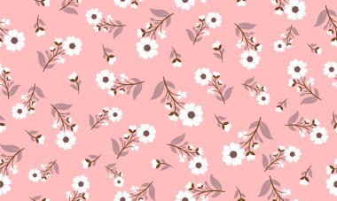 Baharın çiçek desenli arka planında yaprak ve çiçek dekoru var. Koleksiyon