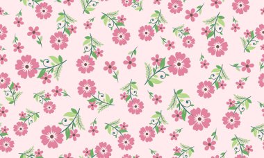 Baharın çiçek desenli arka planında yaprak ve çiçek dekoru var. Koleksiyon