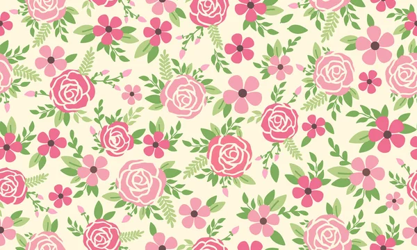 Roztomilý Květinový Vzor Pozadí Pro Jaro Listovou Květinovou Kresbou Kolekce — Stockový vektor