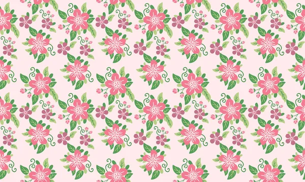 シームレスな葉と花のパターンの背景デザインと 春のための美しい壁紙 コレクション — ストックベクタ