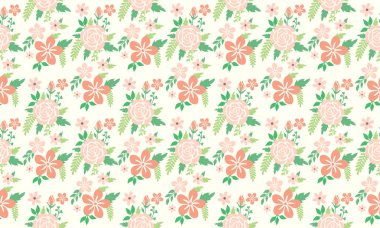 Botanik yaprak desenli arka plan, güzel pembe çiçek desenli. Koleksiyon