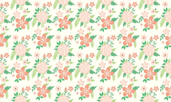 Botanisches Blattmuster Hintergrund Mit Schönen Rosa Blüten Design Sammlung — Stockvektor