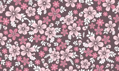 Botanik için yaprak ve çiçek desenli eşsiz bir arkaplan, yaprak ve çiçek çizimi. Koleksiyon