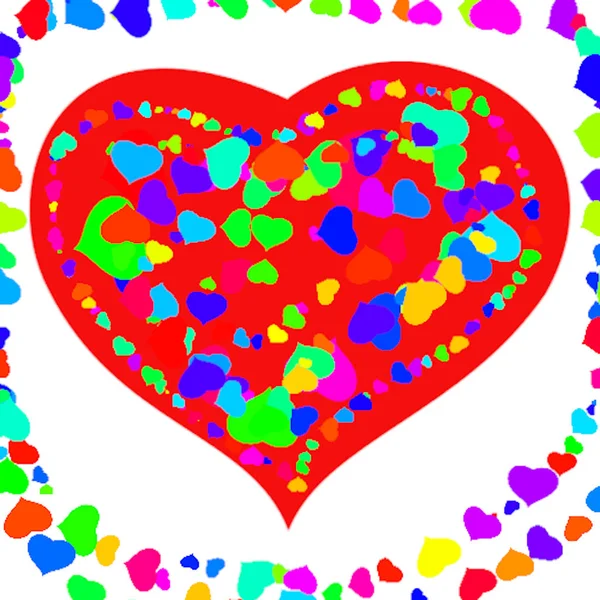 Colorful Hearts White Background Abstract Wall Paper — Stock Photo, Image