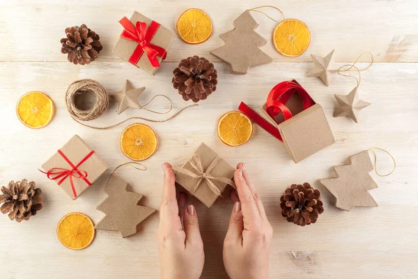 Gift wrapping made from recycled paper.