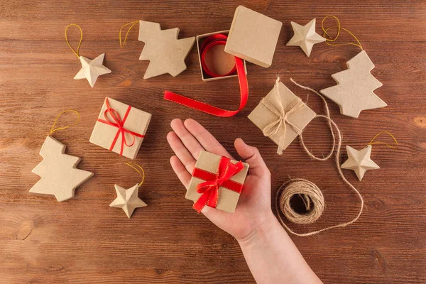 Gift wrapping made from recycled paper.