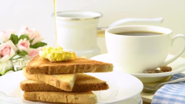 Concetto Una Sana Colazione Nutriente Una Porzione Pane Tostato Tostato — Video Stock