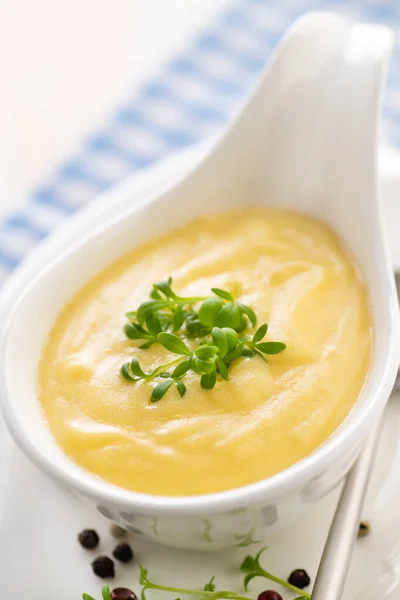 Hollandaise Sauce Classic French Cuisine Sauce Emulsion Sauce Butter Egg — Stock Photo, Image