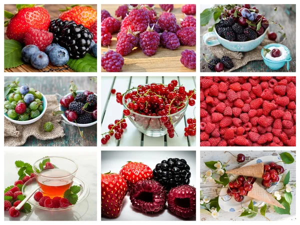 Rood fruit in de collage — Stockfoto