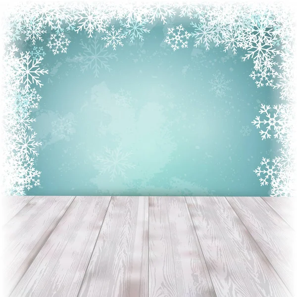 クリスマス休暇製品配置のための空の白いテーブルと青の背景 テキストのコピースペース — ストック写真