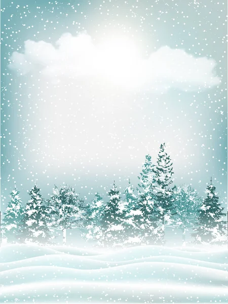 Вертикальний Природний Зимовий Фон Ілюстрація Вічнозеленого Лісу Сніжний День — стокове фото