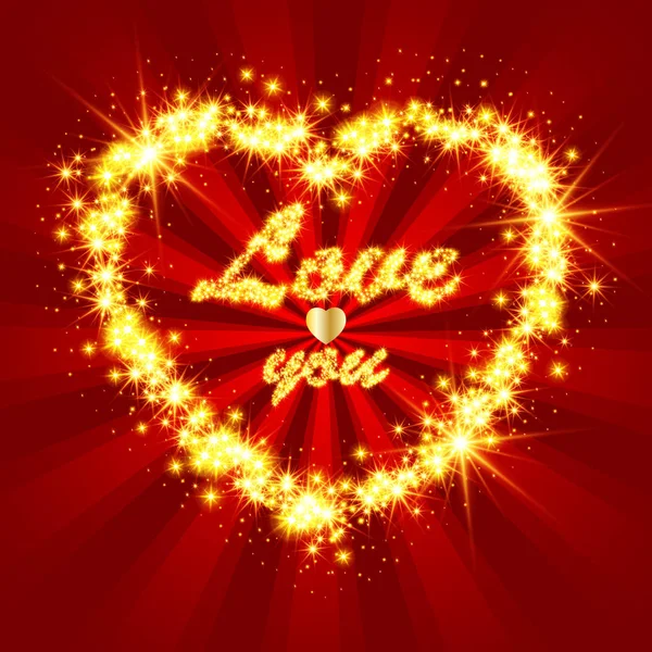 Блискуче Блискуче Серце Червоному Тлі Вітальна Листівка День Святого Валентина — стокове фото