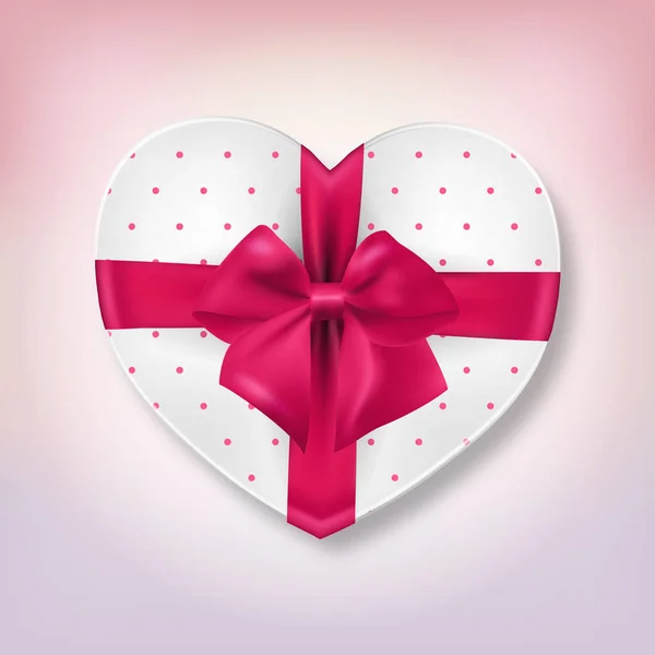 Κουτί Δώρου Σχήμα Καρδιάς Ροζ Κορδέλα Φιόγκο — Φωτογραφία Αρχείου
