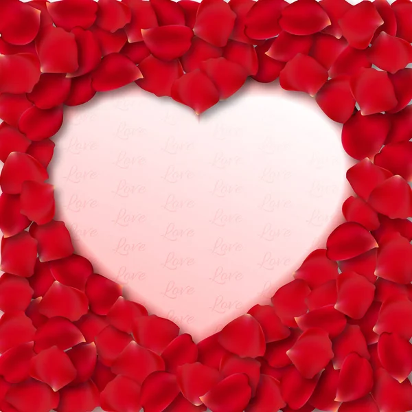 バレンタインデーの赤いバラの花びらのフレーム ロマンチックな休日の背景 — ストック写真