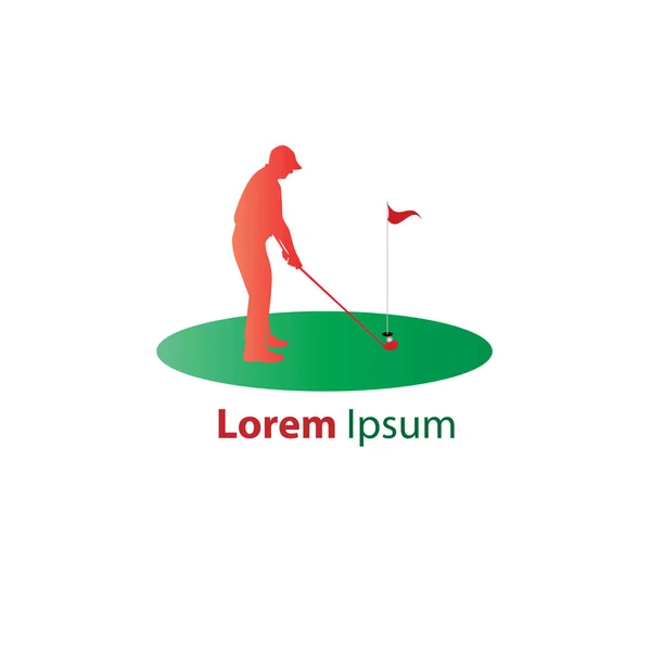 Homme Balançant Bâton Golf Vecteur Logo Club Golf Icône Symbole — Image vectorielle