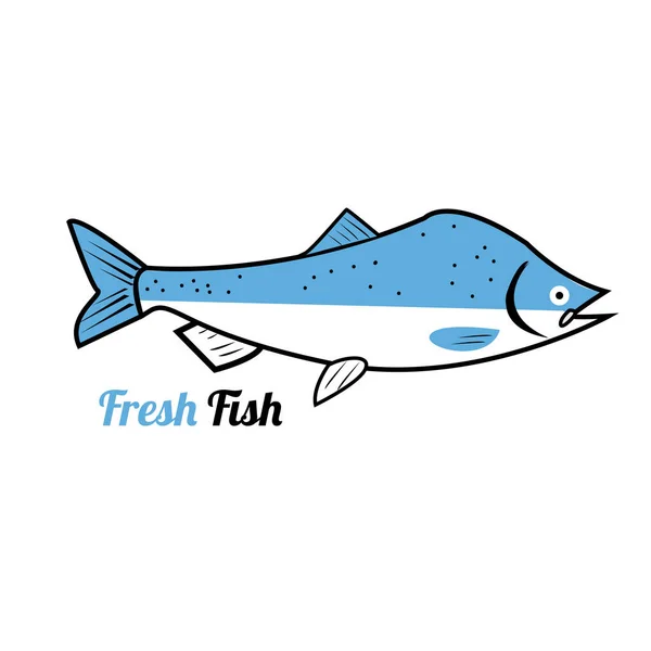 Рыба Воде Логотип Дизайн Векторного Шаблона Иконка Концепции Магазина Морепродуктов — стоковый вектор