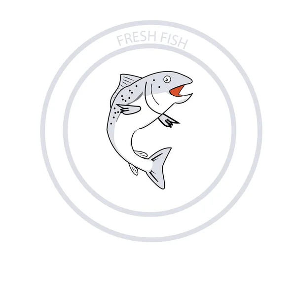 Fisk Vatten Logotyp Design Vektor Mall Restaurangbutik För Skaldjur Logotyp — Stock vektor