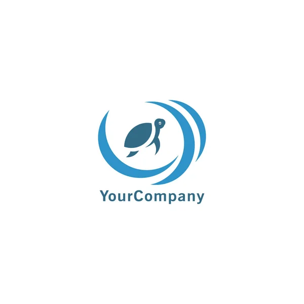 Pequeños Logotipos Tortugas Con Una Ola Logotipo Empresa Con Concepto — Vector de stock