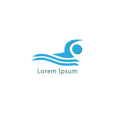 Soyut erkek silueti olan yaratıcı bir yüzme logosu. yüzme kulübü logosu.