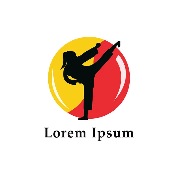 Modèle Conception Logo Silhouette Homme Taekwondo Arts Martiaux Illustration Vectorielle — Image vectorielle