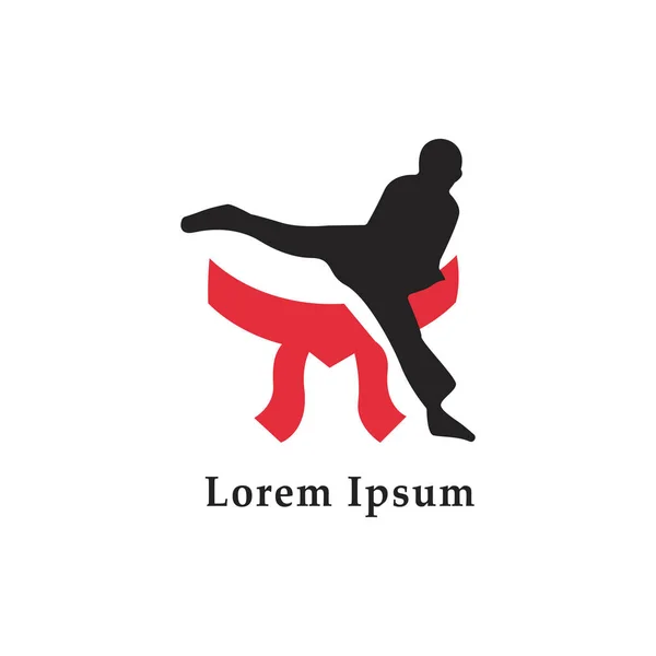 Modèle Conception Logo Silhouette Homme Taekwondo Arts Martiaux Illustration Vectorielle — Image vectorielle