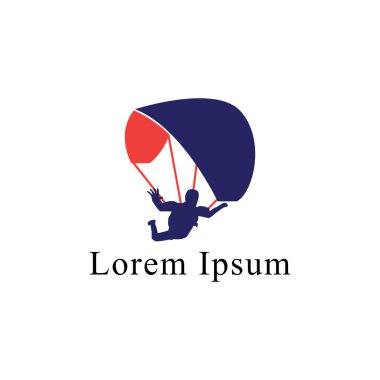 Paragliding spor logosu vektör çizimi. paraşüt kulübü tasarım şablonu.