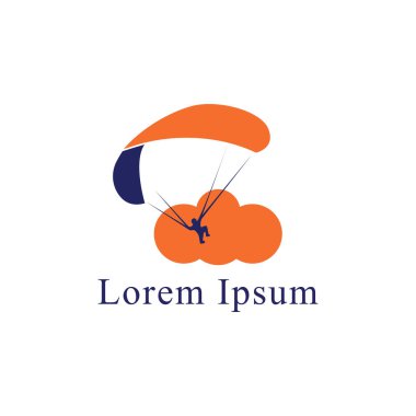 Paragliding spor logosu vektör çizimi. paraşüt kulübü tasarım şablonu.