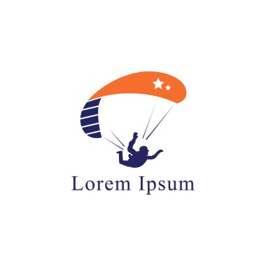 Paragliding spor logosu vektör çizimi. paraşüt kulübü tasarım şablonu.