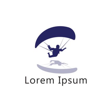 Paragliding spor logosu vektör çizimi. paraşüt kulübü tasarım şablonu.