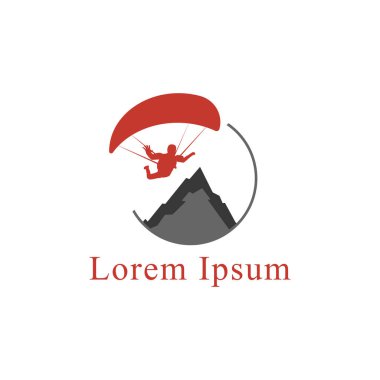 Paragliding spor logosu vektör çizimi. paraşüt kulübü tasarım şablonu.