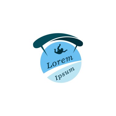 Yamaç paraşütü dünya logosunu aşıyor. vektör illüstrasyonu